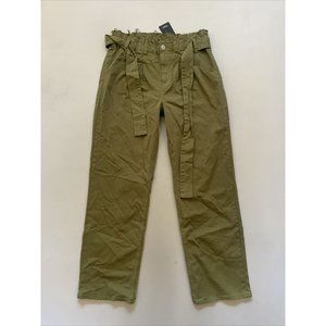 Hudson Women's Green Remi Belted High Rise Straight Paperbag Jeans Size 32 NWT